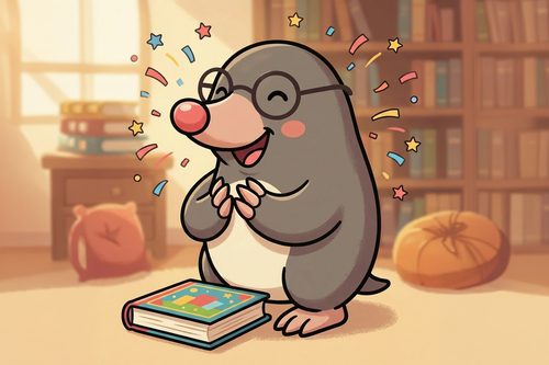 Josy a toupeira celebrando