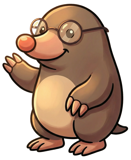 Josy a toupeira acena amigavelmente